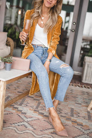 Velvet Kimono Coat – Loose Fit Calf-Length Party Jacket