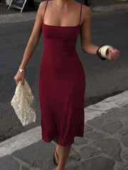 Backless Bodycon Slip Midi Dress