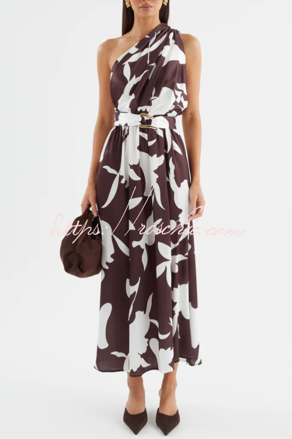 Printed One-Shoulder Maxi Dress – Vacation Casual Style