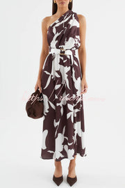 Printed One-Shoulder Maxi Dress – Vacation Casual Style