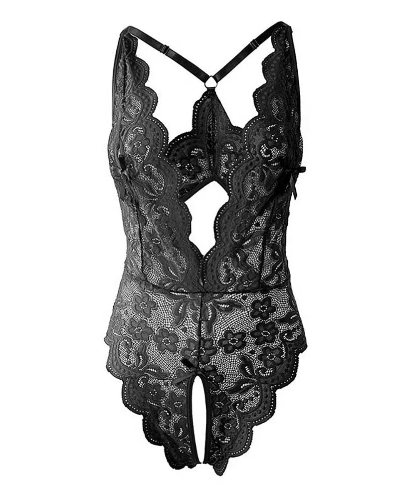 Lace Halter Sheer Bodysuit