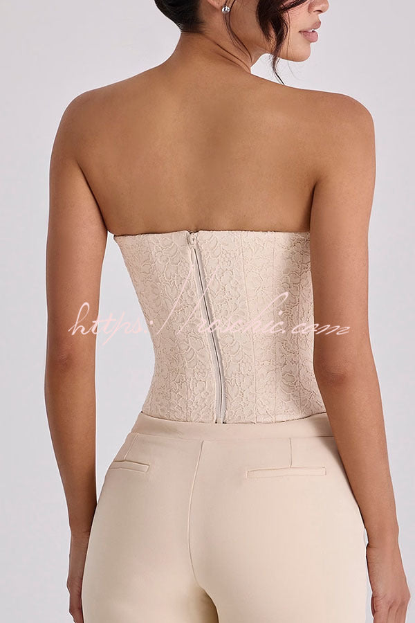 Lace Off-Shoulder Corset Top and Shorts Set