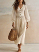 Åbent strik Elfenbenshvid Maxikjole | Resort Beach Cover-Up