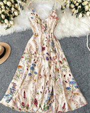 Botanical Breeze V-Neck Floral Slip Dress