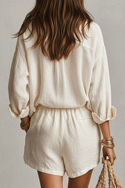 Linen Blend Shirt & Shorts Set | Loose Fit Vacation Two-Piece