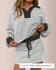 Striped 2 Piece Sweatshirt and Mini Skirt Set