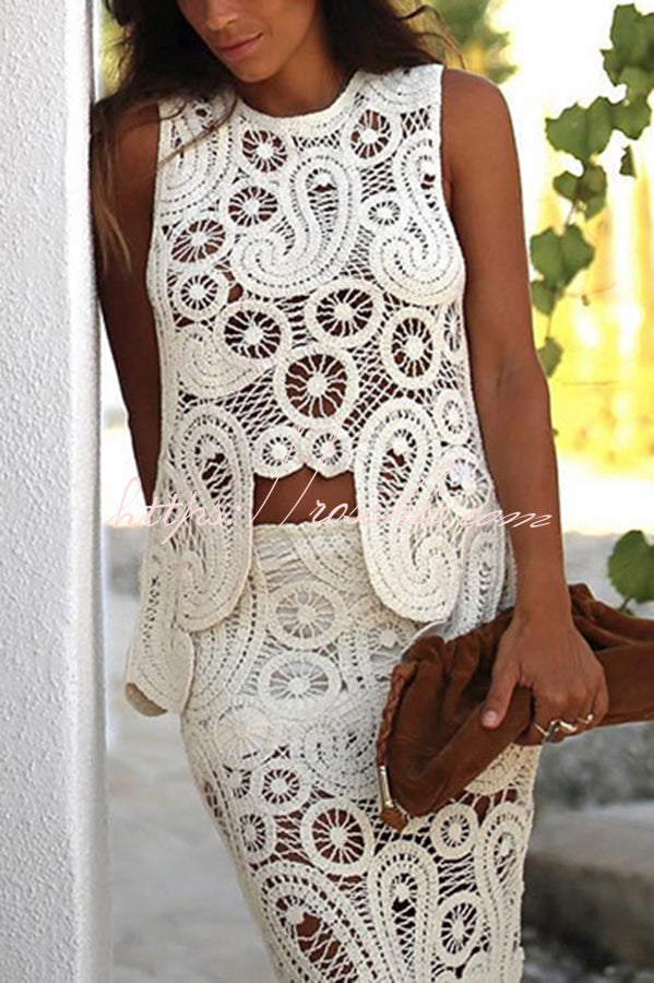 Crochet Lace Tank Top with Irregular Hem | Loose Boho Fit