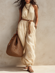Neckholder-Overall mit weitem Bein und abnehmbarem Gürtel