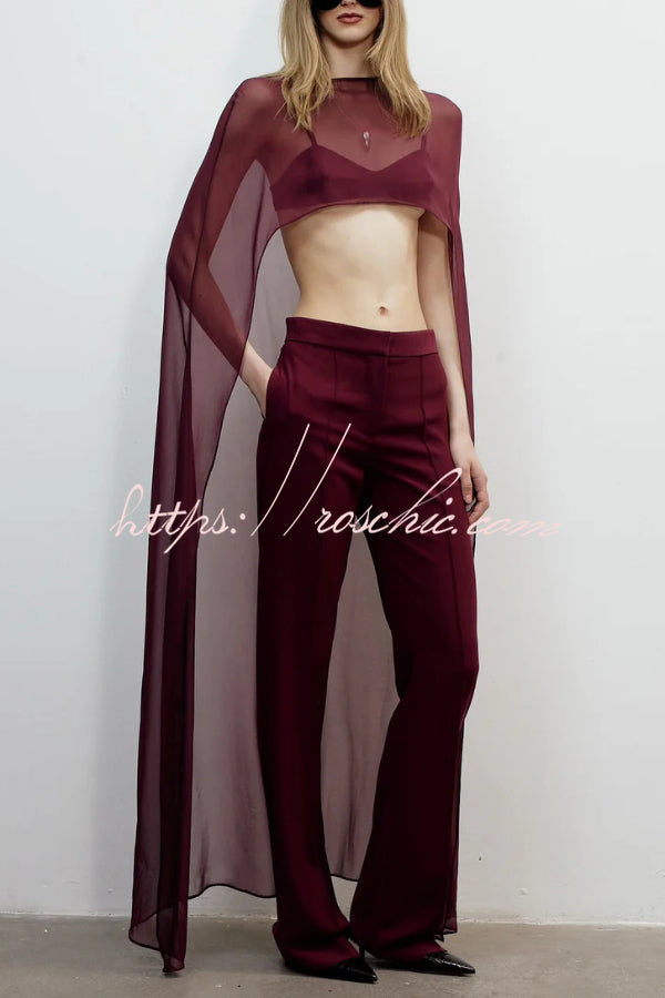 Mesh See-Through Maxi Cover-Up Shawl Cape