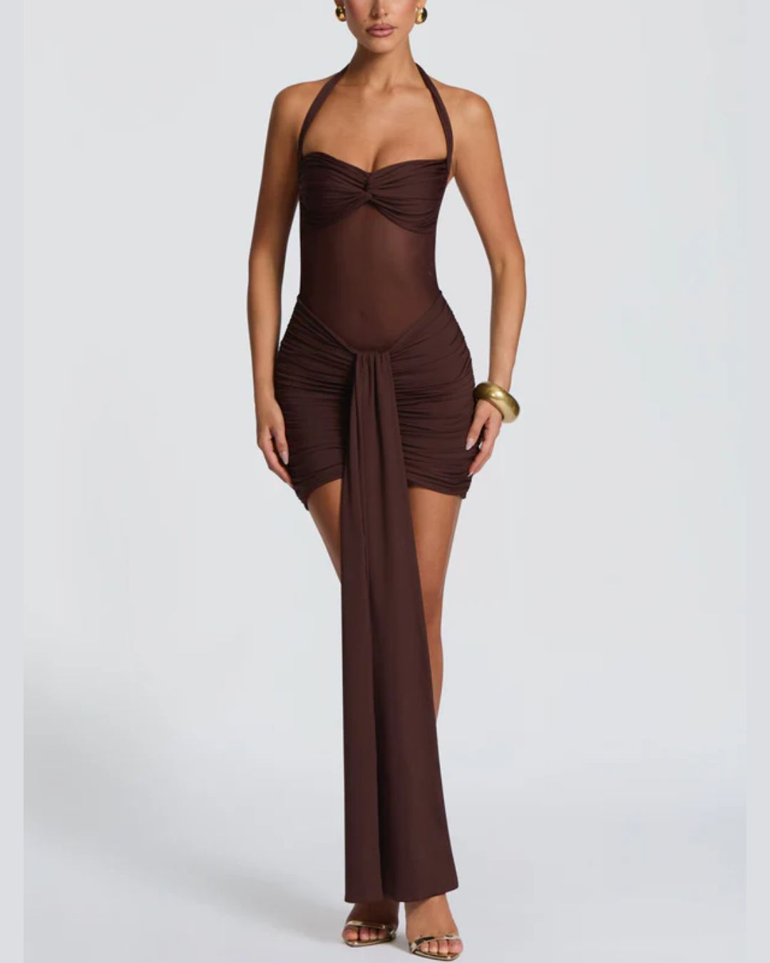 Halter Mesh Bodycon Mini Dress