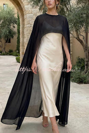 Mesh See-Through Maxi Cover-Up Shawl Cape