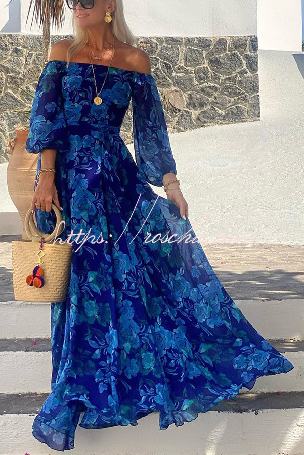 Floral Off-Shoulder Smocked Maxi Dress – Vacation Style