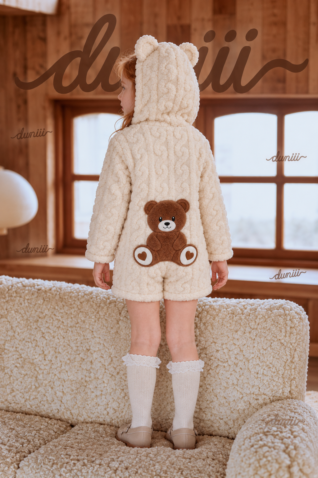 DUNIII Original | Kids' Teddy Bear Plush Short Onesie Pajamas