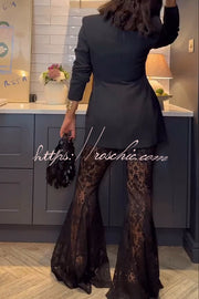 Women's V-Neck Blazer Dress Long Sleeve Waisted Button-Up Top