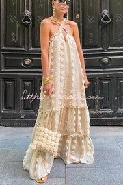 Floral Halter Maxi Dress – Sleeveless Beach Vacation Dress