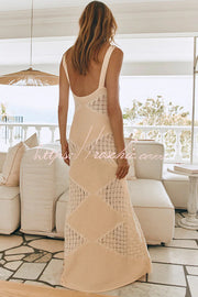 Knitted Argyle Backless Maxi Dress – Slim Fit Sleeveless