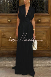 Women's V-Neck Sleeveless Maxi Dress with High Slit