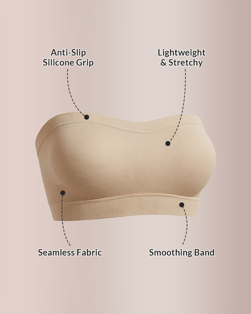 Seamless Wireless Bandeau Bra with Anti-Slip Silicone Grip