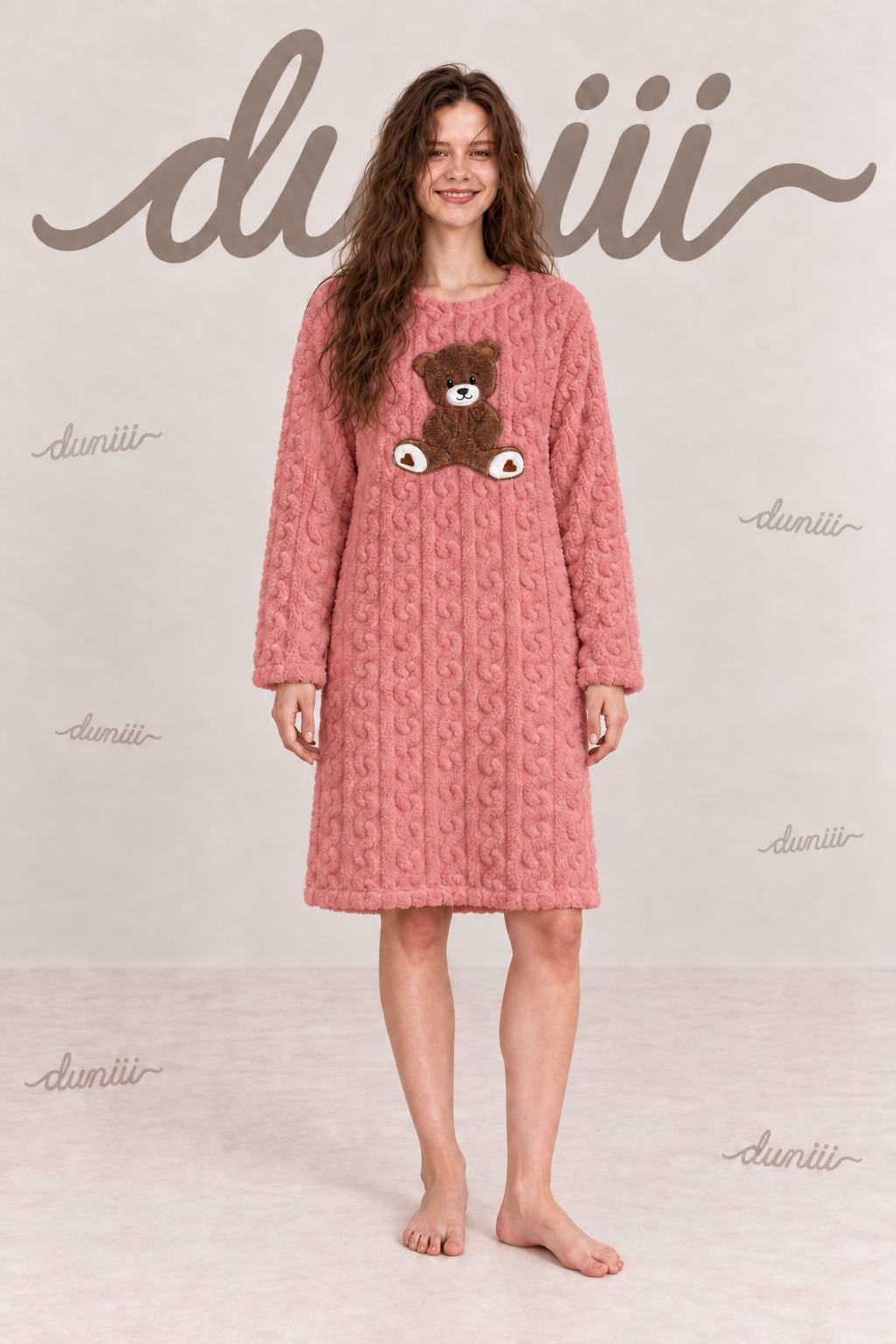 Duniii Original Teddy Bear Fleece Nightdress