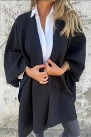 Women's Loose V-Neck Shawl Cape Jacket – Casual Long Sleeve