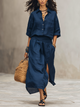 Marineblå linned nederdel Top | Bohemian Flowy sæt