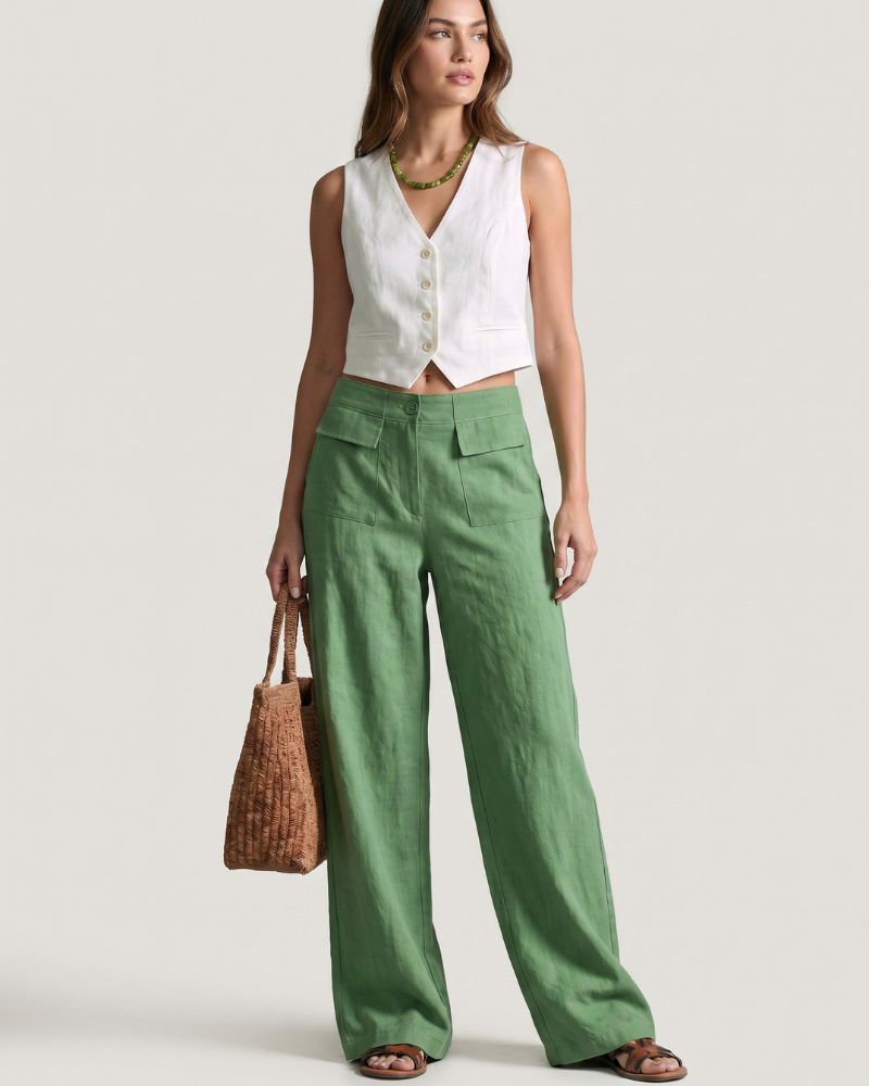 Relaxed Solid Wide-Leg Pants
