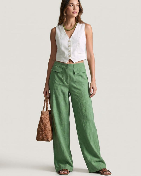 Relaxed Solid Wide-Leg Pants
