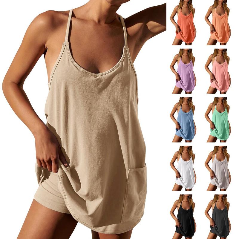 Imily Bela Women's Summer Mini Dress Casual Workout Tennis Dress with Shorts Sleeveless Althletic Dresses