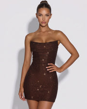 Sparkly Strapless Lace-Up Mini Dress