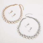 Pearl & Crystal Baroque Necklace and Earrings Jewelry Set