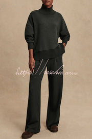 High-Neck Long Sleeve Sweatshirt and Loose Pants Lounge Set