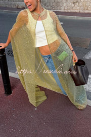 Sheer Sequin Maxi Cape Cover-Up for Party & Vacation