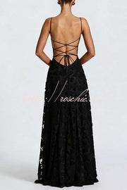 Floral Burnout Cowl Neck Lace-Up Back Maxi Dress
