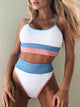 Color Block High Waist Bikini Swimsuit for Women