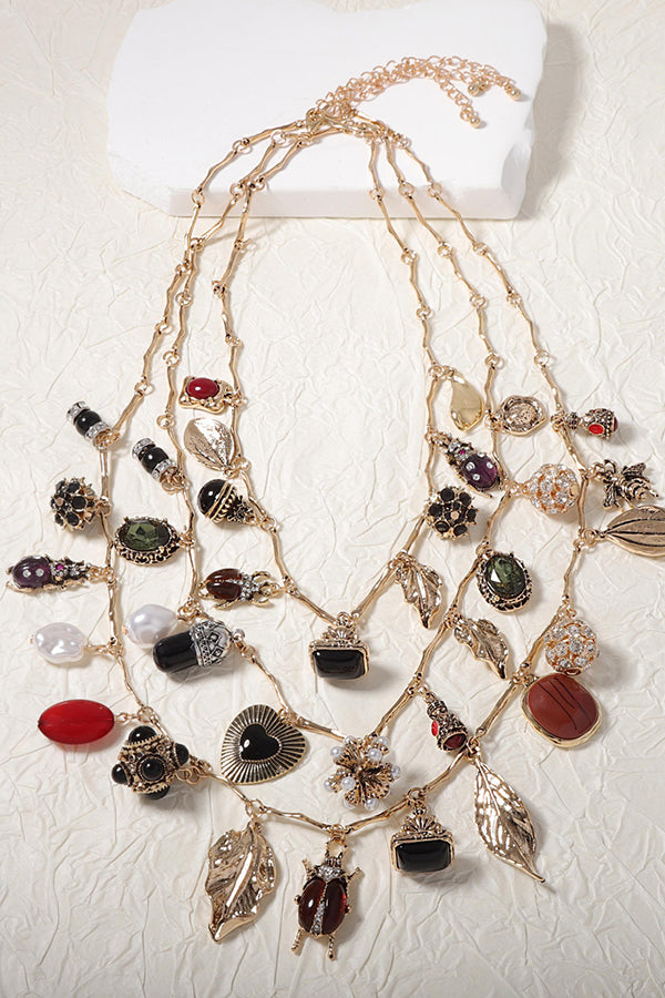 Collier pendentif en Zircon géométrique superposé Vintage