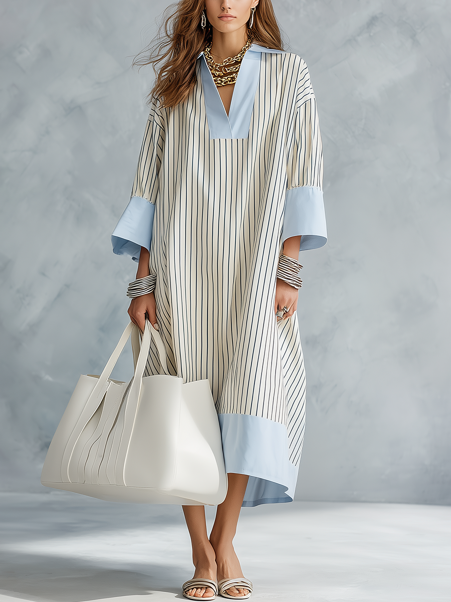 Striped Midi Dress | Breathable Fabric, Flattering Fit