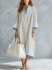 Striped Midi Dress | Breathable Fabric, Flattering Fit