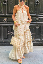 Floral Halter Maxi Dress – Sleeveless Beach Vacation Dress