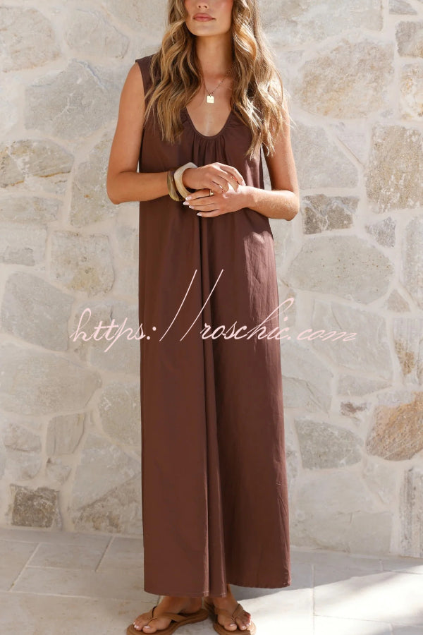 Sleeveless Loose Maxi Dress for Vacation & Casual Wear