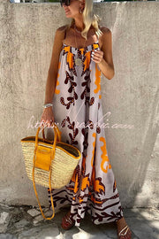 Ethnic Printed Loose Sleeveless Cami Maxi Dress