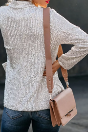 Long Sleeve Sequin Blazer with Lapel Collar