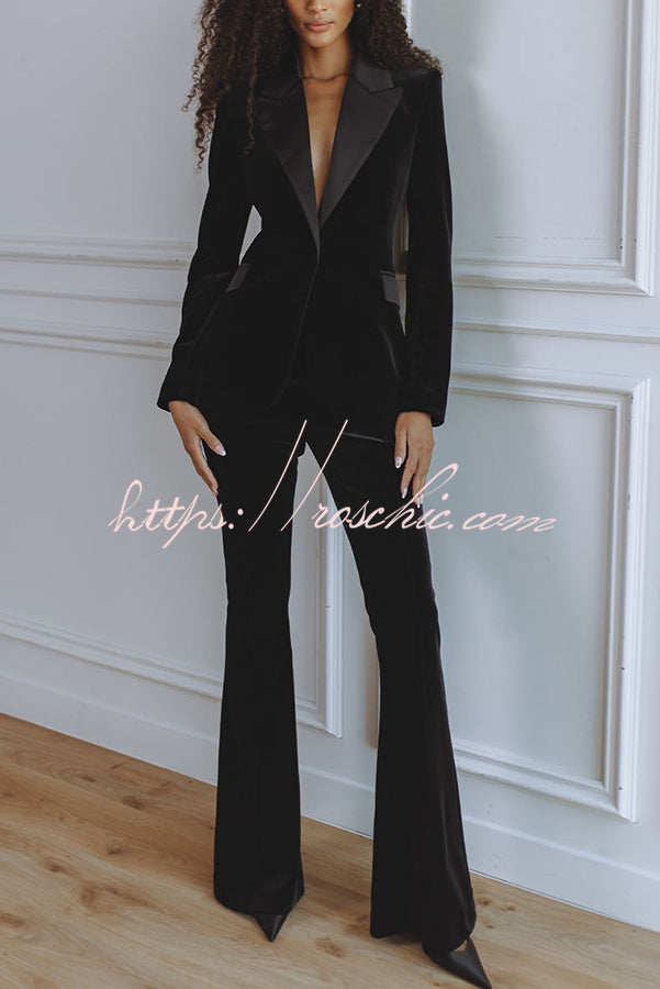 Velvet High Rise Flare Pants with Elastic Waist