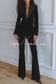 Velvet High Rise Flare Pants with Elastic Waist