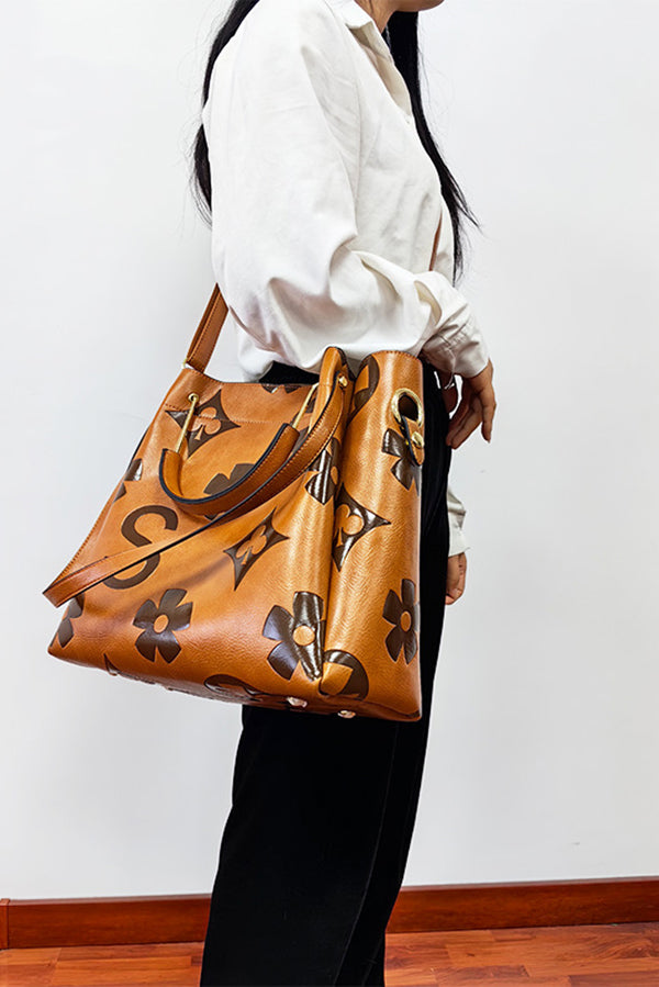Large Capacity Embossed Shoulder Bag for Everyday Use