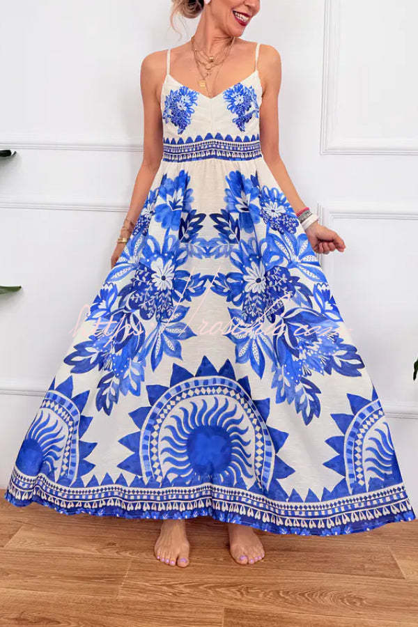 Blue & White Striped Sundress – Loose Fit Long Vacation Dress