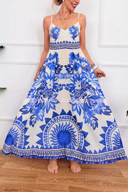Blue & White Striped Sundress – Loose Fit Long Vacation Dress