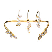 Leaf Shape Zirconia Adjustable Bracelet with Rhinestone Inlay