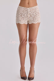 Ensemble haut corset et short en dentelle à épaules dénudées