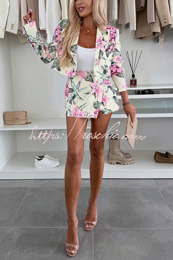 Picture Perfect Botanical Floral Print Wrap Mini Skort
