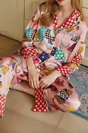 Leopard Print Long Sleeve Two-Piece Lounge Set